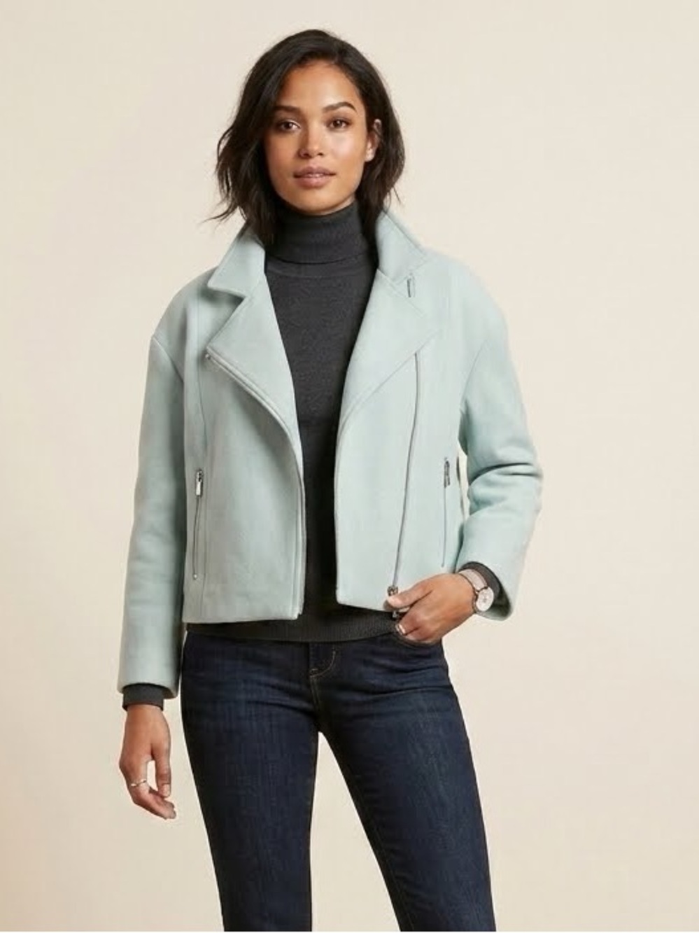 Rebecca MINKOFF Pale Robin Egg Blue Wool Jacket